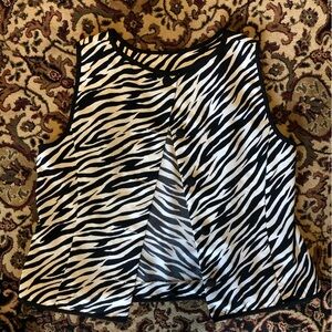 Sag Harbor dress 14 Zebra Print Sleeveless button front Top